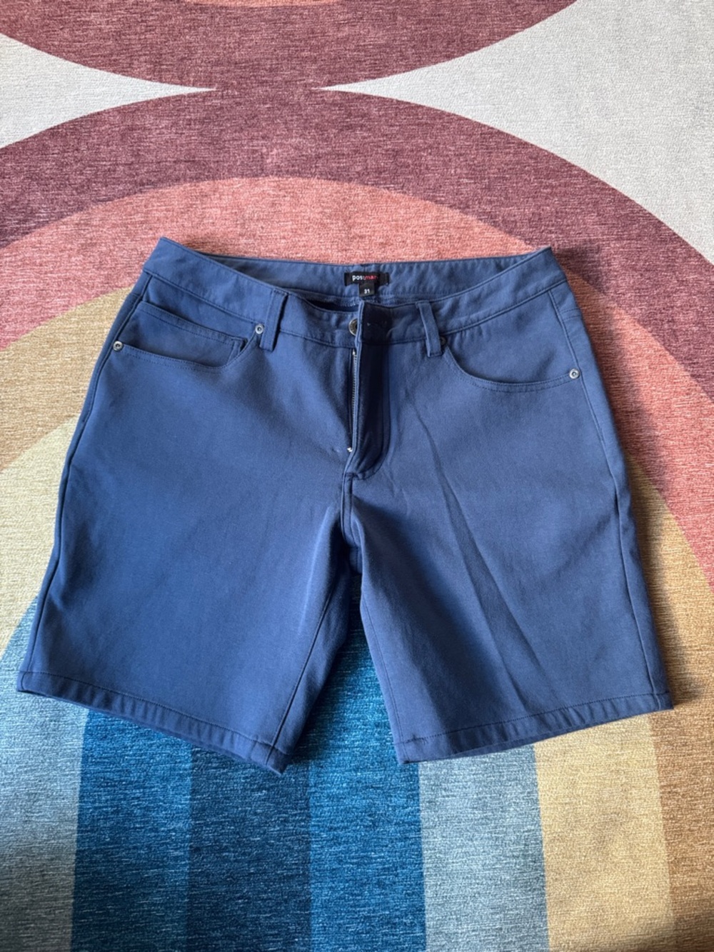 Men's Flat Front Navy Performance Shorts